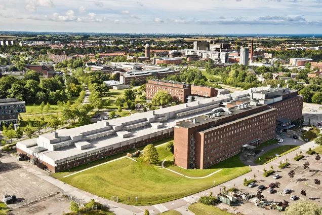 Aerial view of Kemicentrum's buildings. Photo.